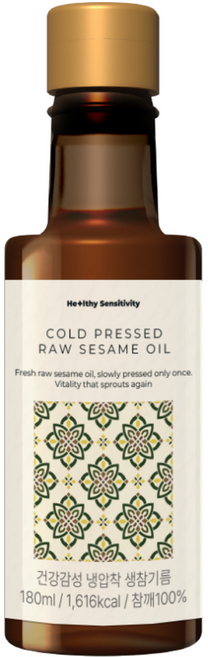건강감성 국내산100% 햇참깨 냉압착 생참기름, 1개, 180ml