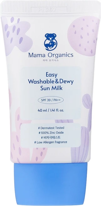 마마오가닉스 이지워시 촉촉 선밀크 백탁제로 논나노 무기자차 SPF 39 PA ++, 1개, 40ml - 쿠팡