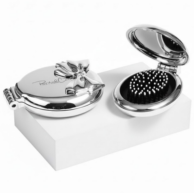 더벨류 휴대간편 접이식 휴대용빗 헤어브러시, 1개, 실버