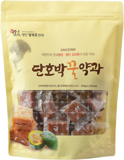 김규흔 한과 단호박 꿀약과(파우치형) 500g, 1개