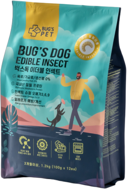 벅스펫 프리미엄 이더블 인섹트 1.2kg 밀웜사료 알러지개선 저지방사료 다이어트사료, 1개