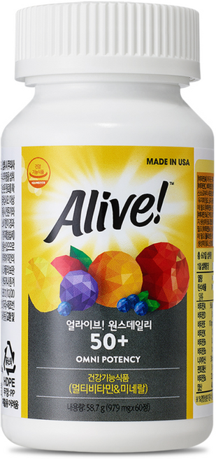 얼라이브 원스데일리 멀티비타민 50+, 60정, 1개