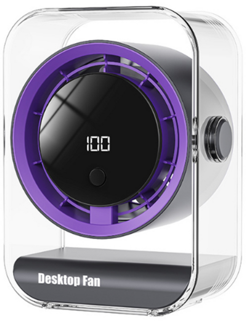 Giilight 100단 대풍량 저소음 써큘레이터 무선 탁상용 선풍기 360도 회전 LED 디스플레이, 블랙, 신형