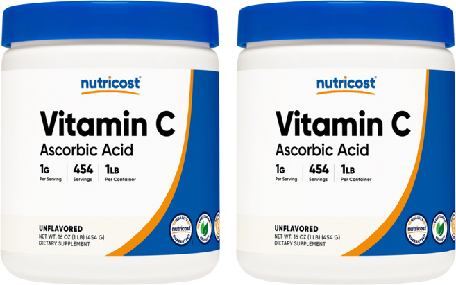 뉴트리코스트 비타민C 파우더 Vitamin C powder 1LB 무맛, 454g, 2개