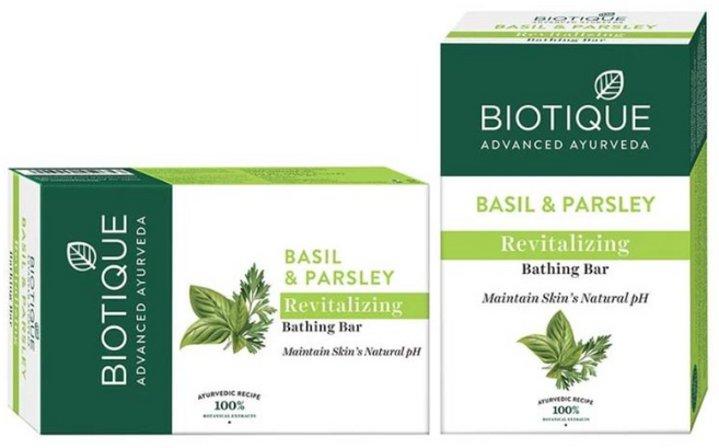 BIOTIQUE Pack of 10 Bio Basil & Parsley Revitalizing Body Soap For All Skin Types) (Pack of 10), 10개입, 75g