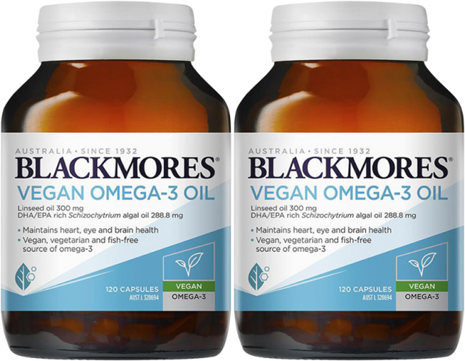 블랙모어스 채식주의자용 오메가 3 120캡슐 2개, 120정