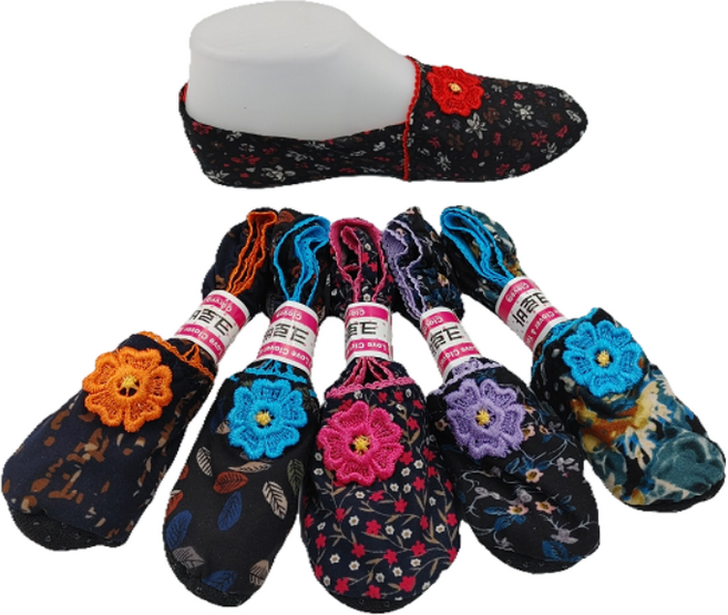 크로바 봄가을 꽃무늬 덧신(3켤레) 지도리 봄꽃 할머니 어머니 덧버선