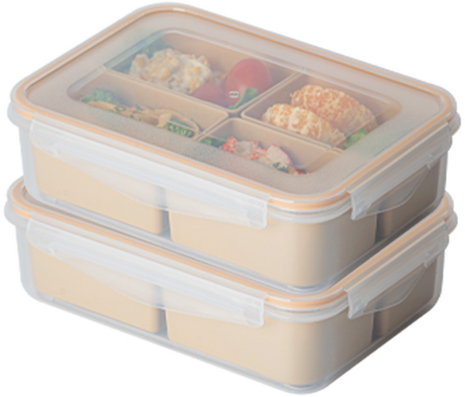 나누담 4칸 나눔 밀프랩 밀폐용기 1500ml, 2개, 단품