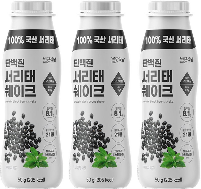 비단식당 한끼식사 단백질 서리태쉐이크, 50g, 3개