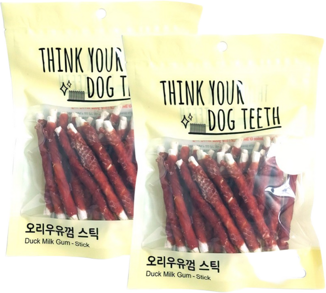 띵크유어도그티 소가죽우유껌 연어스틱 묶음, 오리, 240g, 2개