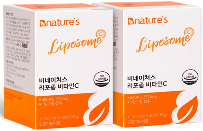 비네이쳐스 리포좀 고함량 비타민C 1100mg * 90정 3개월분 폴란드원료, 2박스 - 쿠팡