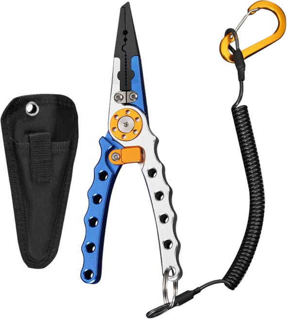 낚시 펜치 멀티 플라이어 낚시바늘빼기 다용도플라이어 가위, 1개, 그레이+하늘색 (미니)