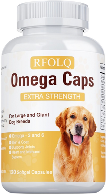 대형견용 오메가-캡스 고강도 - 건강하고 윤기 있는 피부와 털을 위해 처방되며 과도한 털갈이를 줄이고 면역 체계 지원을 위한 오메가 3를 함유하고 있으며 투여가 간편합니다., 3개, 120정