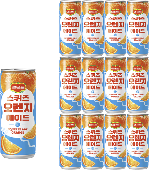 롯데칠성 델몬트 스퀴즈 오렌지 에이드, 240ml, 12개