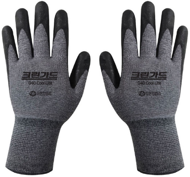 유한킴벌리 크린가드 G40 쿨라이트 5켤레 코팅 작업장갑 할인행사, 그레이, 5개