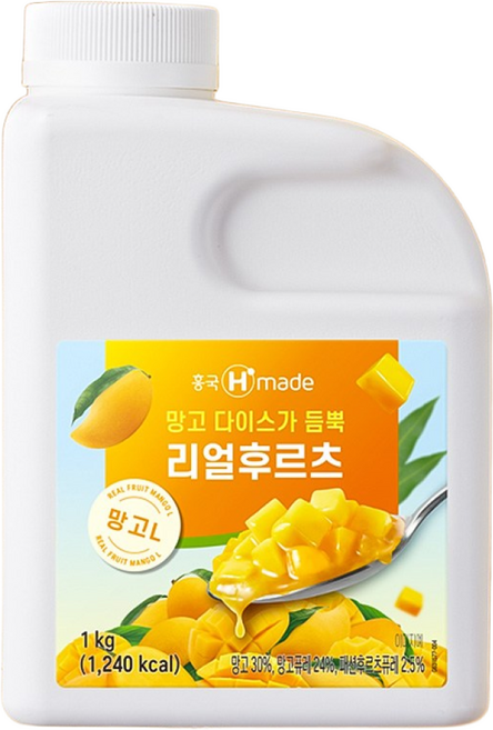 흥국 리얼 후르츠 망고 농축액 1kg 2개 과일청 원액 에이드