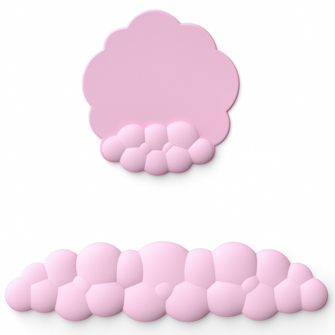 볼리오 메모리폼 구름 마우스 손목 받침대 키보드 팜레스트, 1세트, 핑크