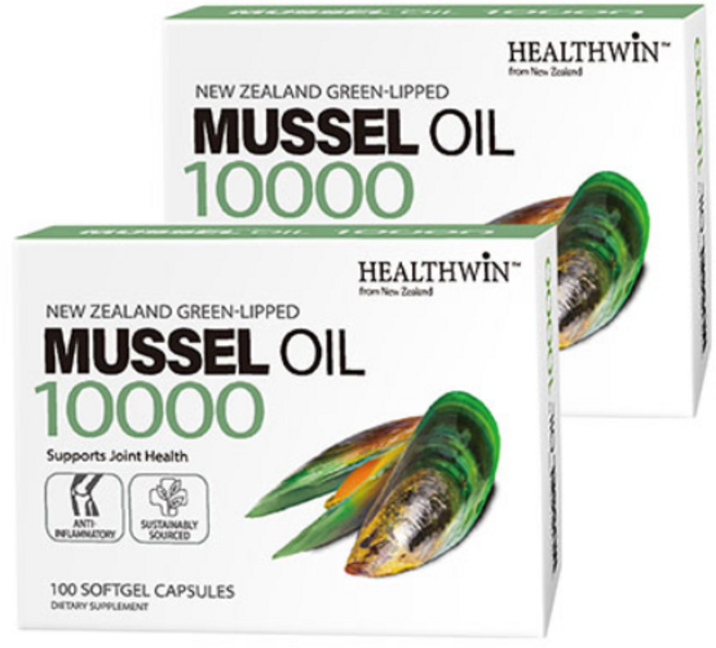 뉴질랜드 헬스윈 초록입홍합오일 그린머슬 10000mg, 2개, 100정