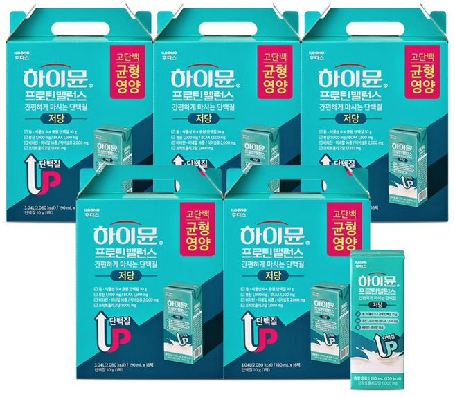 일동후디스 하이뮨 프로틴 밸런스 저당 음료, 190ml, 80개