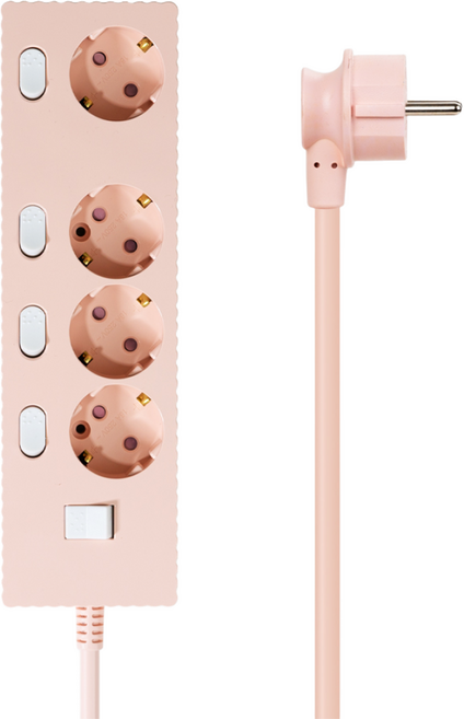 파워존 4000W 고용량 웨이브 개별스위치 과부하차단 4구 멀티탭 콘센트 50cm 1.5m 3m 5m 7m, 개별스위치 4구50cm 파스텔핑크, 1개