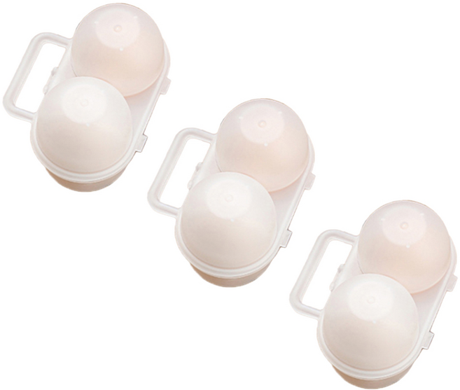 2구 휴대용 계란 케이스 도시락 나들이 캠핑 달걀보관, 3개, 1단, 화이트