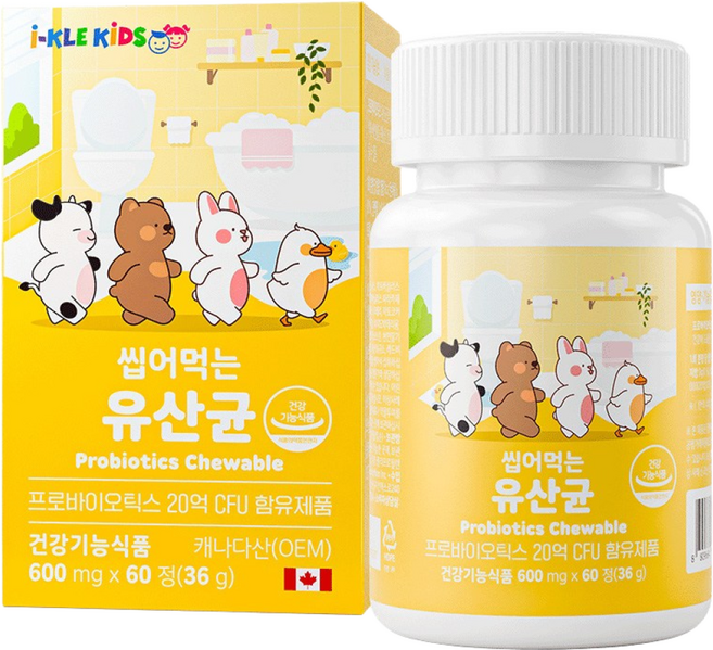 아이클키즈 씹어먹는 어린이 유산균 딸기맛 츄어블 저당, 1박스, 60정