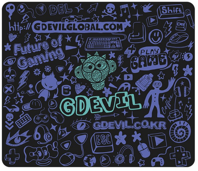 지데빌 GP350 ULTRA PAD 야광 강화유리 마우스패드, 1개, 블랙