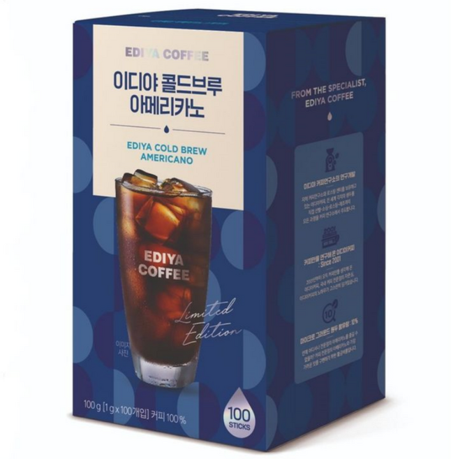 이디야 콜드브루아메리카노 100T, 100개입 × 100g × 1개
