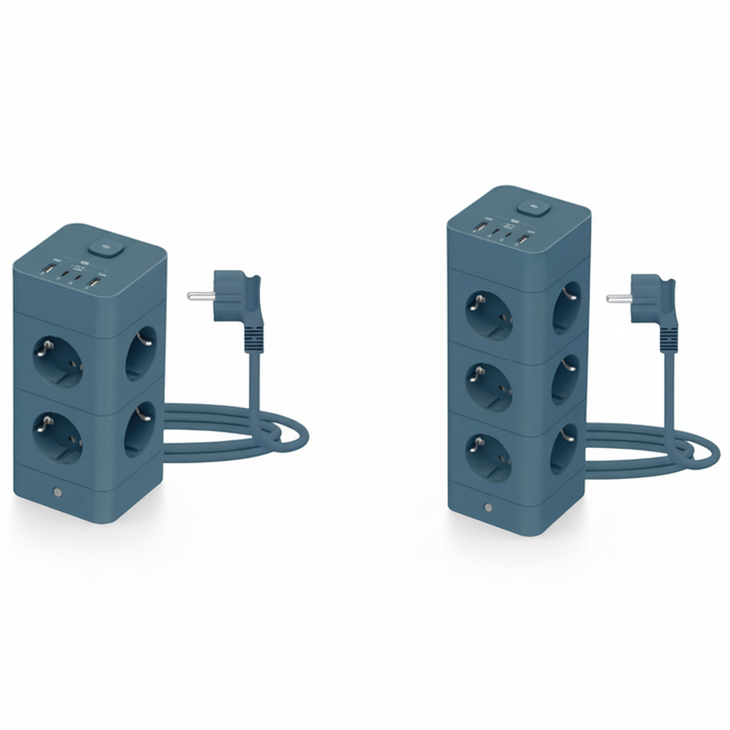 [올더아이템스] 에코너 타워 멀티탭 12구 + 16구, 얼루어블루16구+12구, 2개