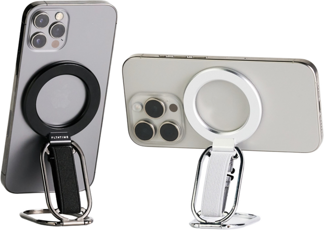 플라잇타임 맥밴드 국내유일 초자력 맥세이프 그립톡 접이식밴드타입 자석링 증정, 블랙, 1개