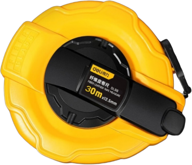 델리 건물 거리 측량 화이버글래스 공업용 줄자 30m 옐로우, 1개