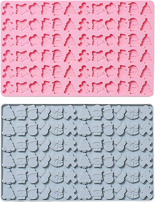 이홈베이킹 실리콘몰드 크리스마스72구 6종 색상랜덤 1개, 블루,핑크 색상랜덤