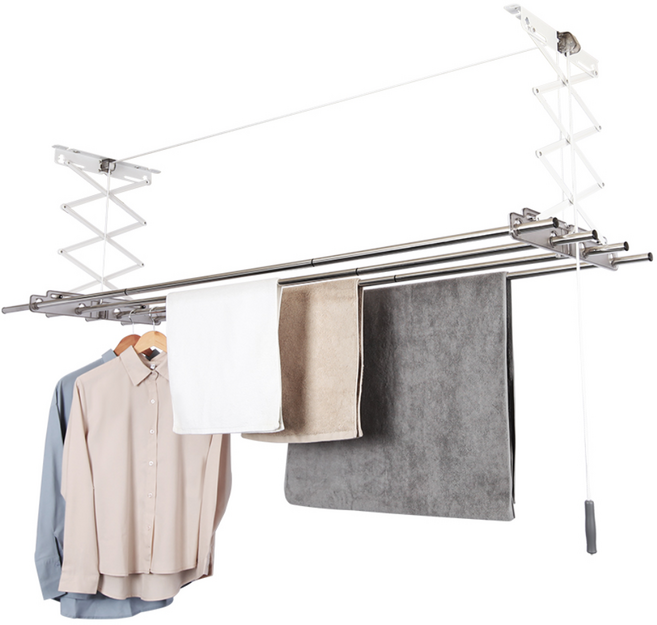 웰렉스 천장 베란다 빨래건조대 빨래걸이 천정 수동 아파트 스텐 직선봉 로프 수동건조대 가로봉 183cm, 방문설치 요청(설치비현장 결제)