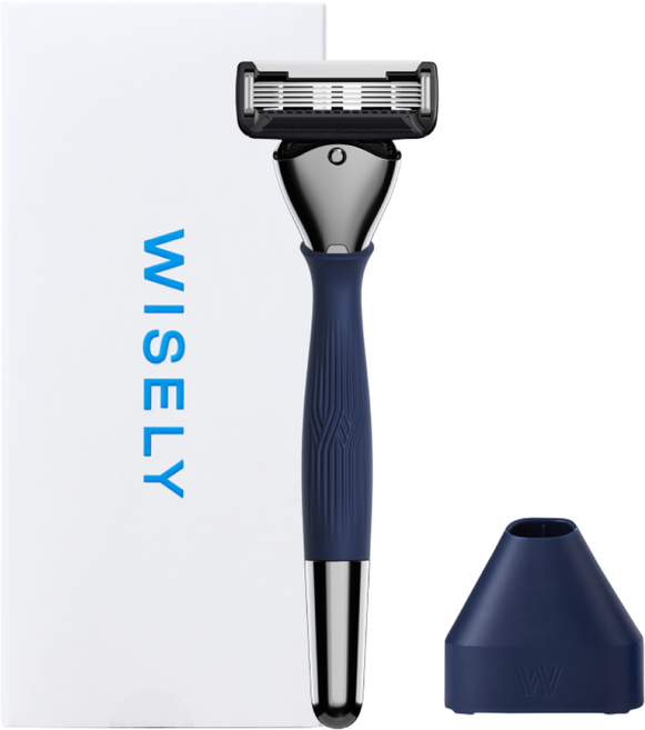 [와이즐리] 면도기 스타터 세트, 1세트, PRO (깔끔한 면도), 미드나이트 네이비