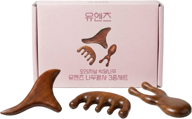 유엔즈 나무 괄사 바디 페이스 두피 마사지기 3종세트, A, 1개