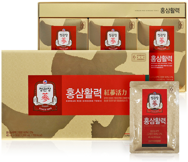 正官庄 紅蔘活力即飲禮盒, 30包, 40ml, 1盒