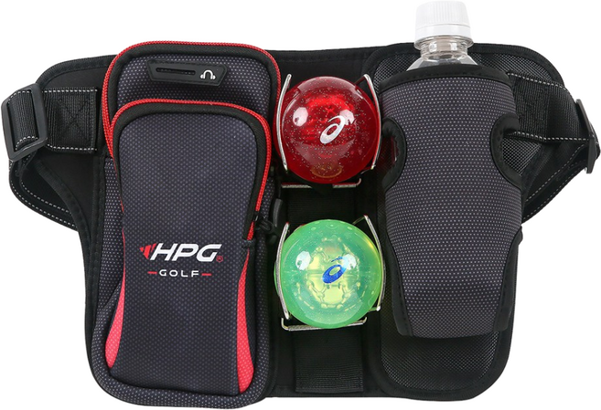 HPG 초경량 파크골프 파우치 그라운드 허리색 PP-S07, 1개, 블랙레드