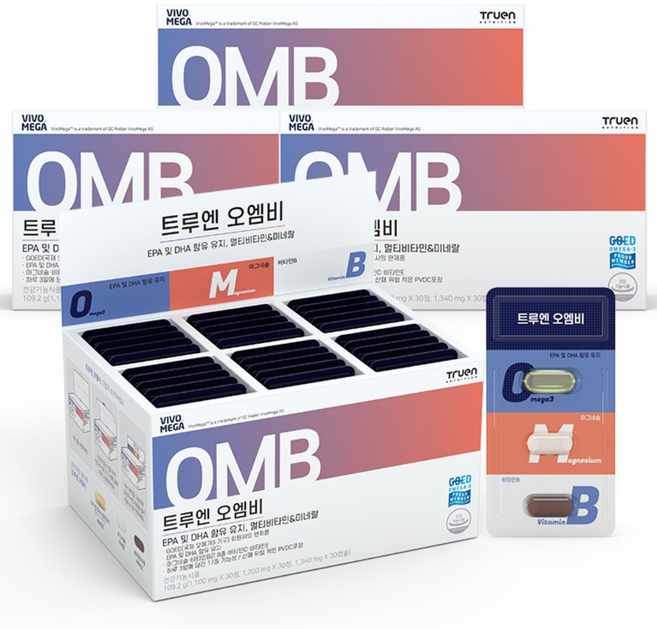 트루엔 오엠비(오메가3+마그네슘+비타민B), 30회분, 4개
