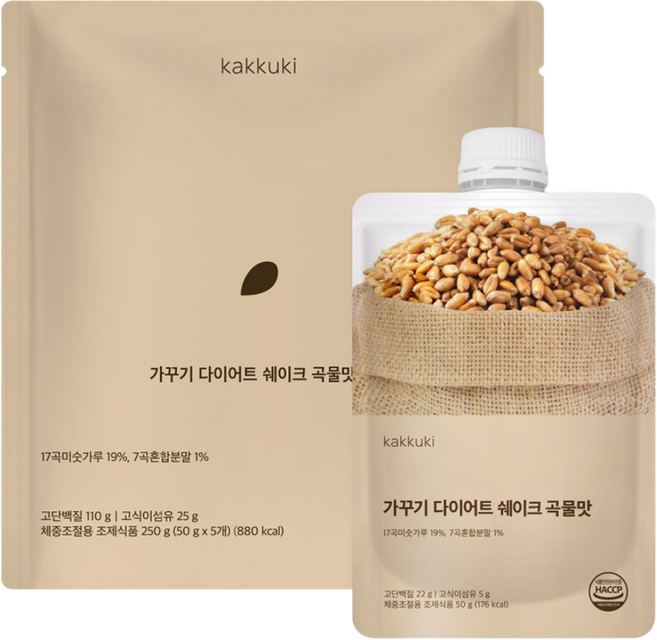 가꾸기 다이어트 단백질 쉐이크 (곡물맛) 1팩 5개입 식단 맛있는 식사대용 파우치 체조식, 250g, 1세트