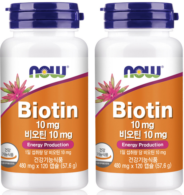 나우푸드 비오틴 10mg, 120정, 2개