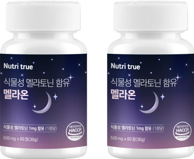 뉴트리트루 식물성 멜라토닌 함유 멜라온 HACCP 인증, 2개, 60정 - 쿠팡