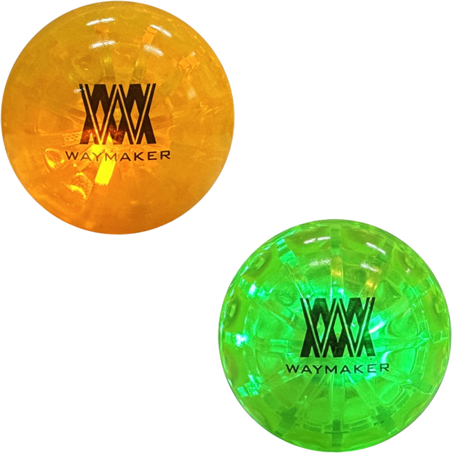 [1+1] 웨이메이커 WAYMAKER 투명 LED 3피스(3겹) 파크골프공 2구세트 야광 발광 파크 골프 볼 라이트닝볼, 옐로우+그린, 1세트, 2개입