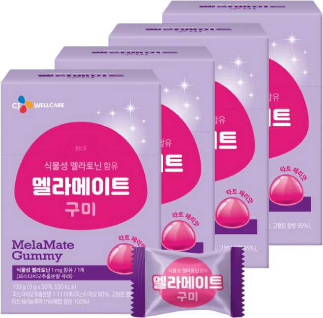 식물성 멜라토닌 함유 멜라메이트 구미 50 구미, 4박스, 50정