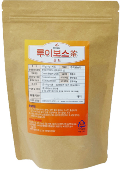 [루이보스코리아] 루이보스차 골드 루이보스티 티백, 40개입, 5개, 2.5g