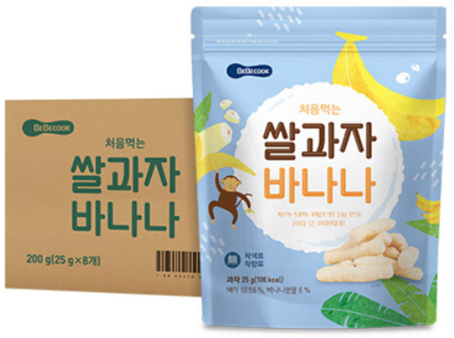 베베쿡 처음먹는 쌀과자, 25g, 8개, 바나나