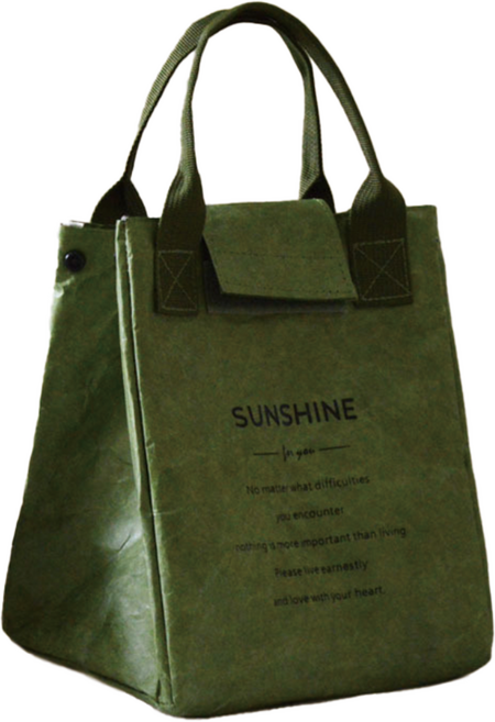 리빙스튜디오 크라프트 도시락 보온보냉백, 그린, 1개