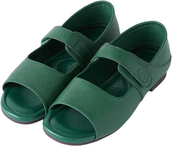 여성 발편한 염소가죽 벨크로 말랑 뮬 샌들 2WAY 2.5cm