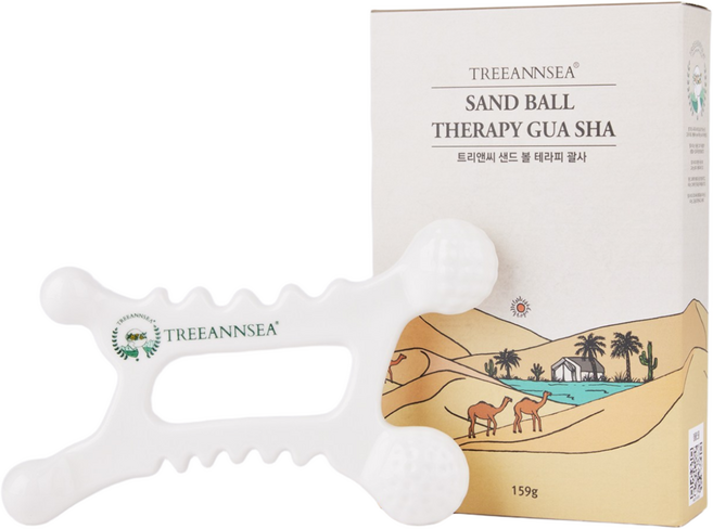 괄사 트리앤씨 샌드 볼 테라피 도자기 마사지 세라믹 괄사 국내산 백토 100%, 도자기화이트, 1개