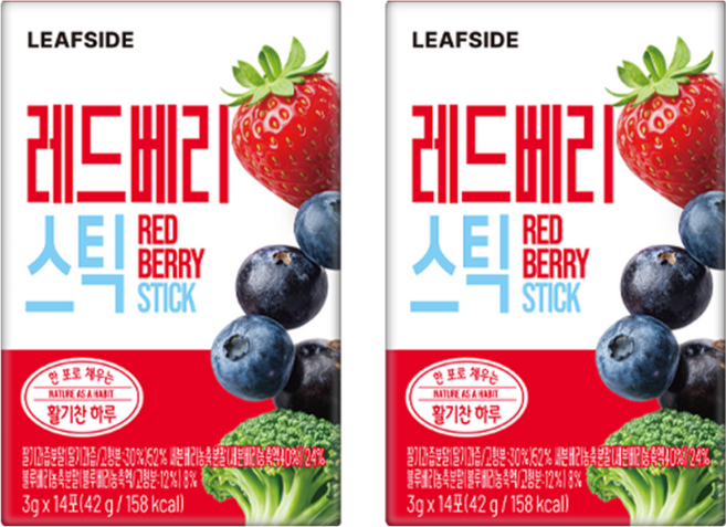 리프사이드 딸기 세븐베리 7가지 베리 농축 분말스틱, 2박스, 42g