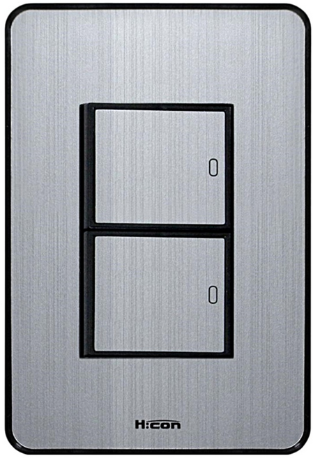 현대 매립형 전기 스위치 2구 실버, 1개